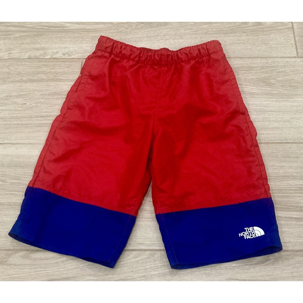 The North Face Boys Swim Red Blue Shorts Flashdry L 14/16 Long